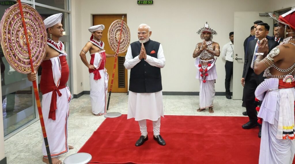 PM Modi Arrives in Sri Lanka to a Grand Welcome; Talks Likely on 7 Key Agreements Including Defense and Energy Cooperation pm modi in srilanka