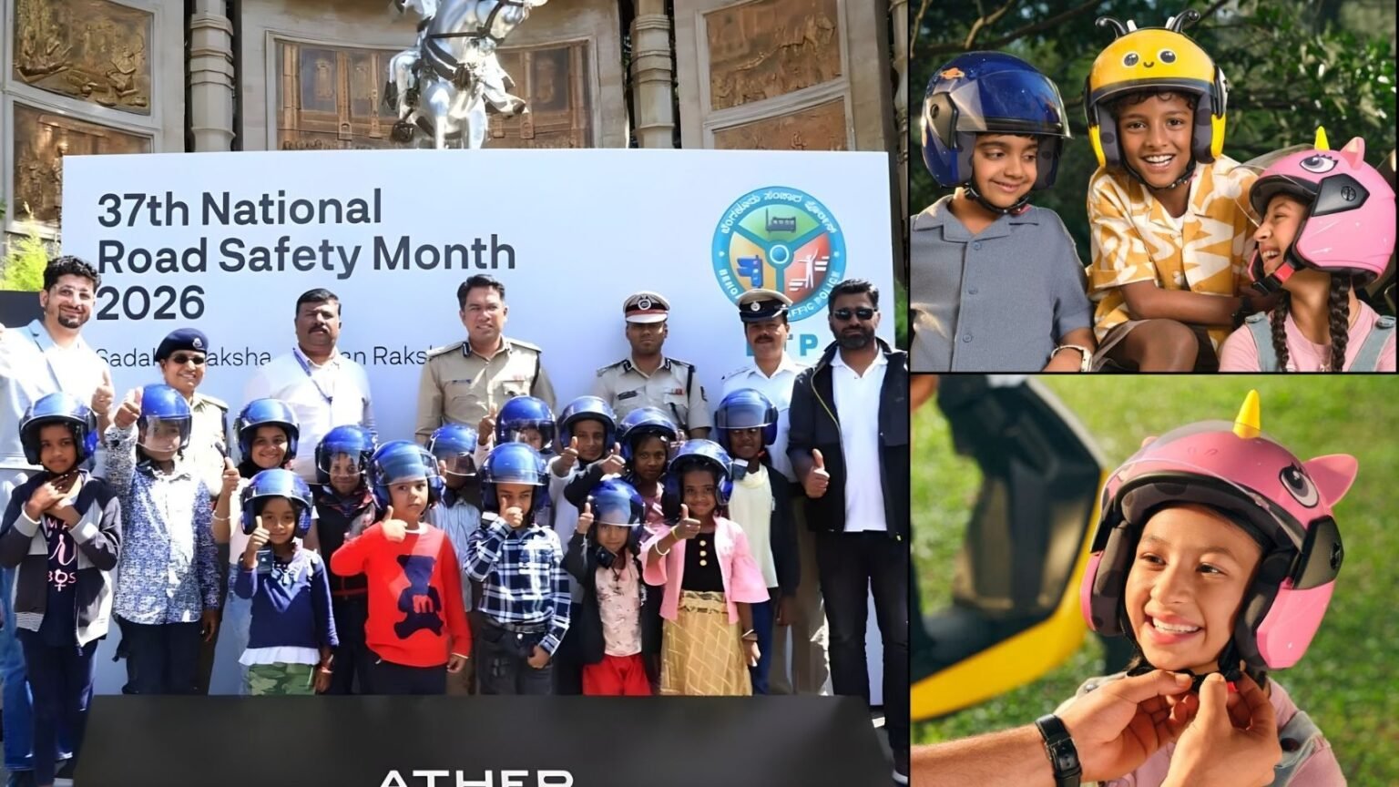Ather Energy Gifts 100 Kids Helmets to Bengaluru Traffic Police Ather Gifts 100 Kids Helmets to Bengaluru Traffic Police