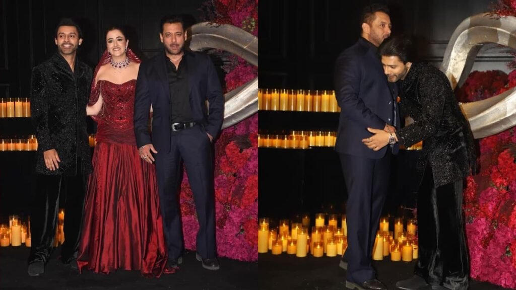 Salman Khan Joins Nupur Sanon Stebin Ben Reception Groom Bows