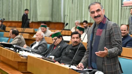 Rural health centre in Himachal with doctor treating patients