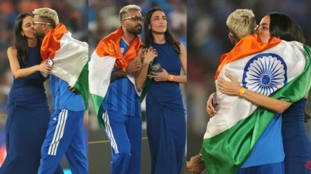 Hardik Pandya Celebrates With Mahieka Sharma After T20 World Cup Indian cricketer Hardik Pandya with actor Mahieka Sharma during a celebration event