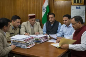 Himachal Panchayat Election Roster Expected After March 22 Himachal Pradesh officials reviewing files related to new gram panchayat formation before panchayat election roster announcement