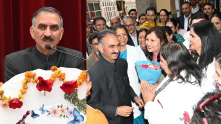 Himachal Nurses to Receive Full Salary While Pursuing Higher Education Himachal Pradesh Chief Minister Sukhvinder Singh Sukhu speaking at a healthcare event in Shimla