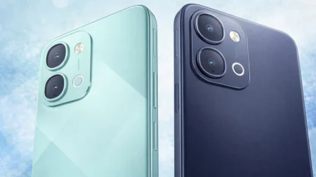 iQOO Z11x 5G Price in India Cut Ahead of Sale iQOO Z11x 5G smartphone showing display and camera design on a modern desk.