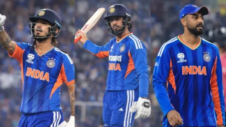 Indian cricket players Ishan Kishan and teammates during a T20 international match amid ICC rankings update