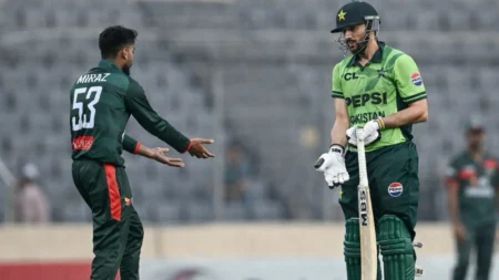 Pakistan captain Salman Agha reacts during heated exchange with Bangladesh player Mehidy Hasan after controversial run out in BAN vs PAK 2nd ODI