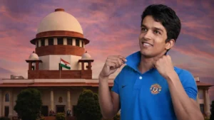 Supreme Court Allows Passive Euthanasia for Ghaziabad Man in Vegetative State Portrait of Harish Rana with Supreme Court of India building in background related to passive euthanasia case