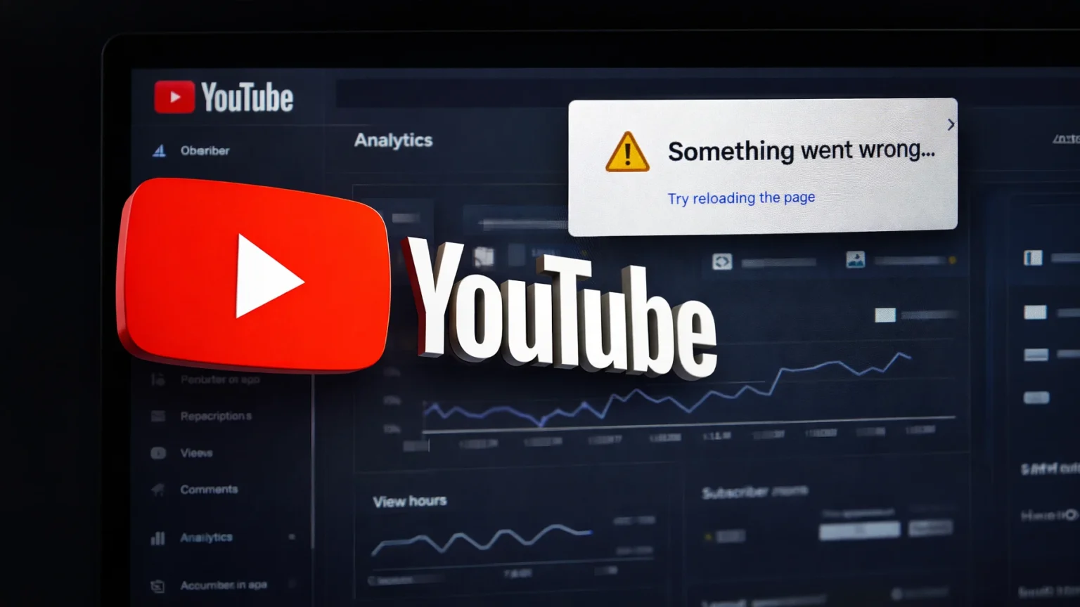 YouTube Studio Faces Global Loading Issues, Team Investigating YouTube Studio dashboard showing analytics error and loading issue affecting creators worldwide